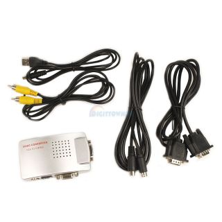 PC VGA to TV s Video Signal RCA Composite Converter Box for PC Laptop
