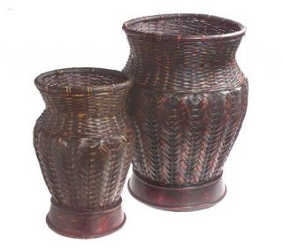 Set of 2 Handcrafted Vase Shaped Baskets —