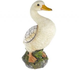 Solar Powered Duck with Lighted Mosaic Wings —