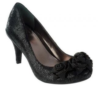 Kenneth Cole Reaction Crackle Leather Pumps with Flower Detail