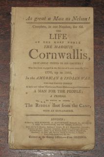 Marquis CORNWALLIS Revolutionary War LIFE c1805 French INDIAN American