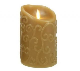 Luminara Battery Op. 5 Scroll Embossed FlamelessCandle with Timer 