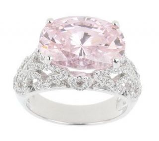 Epiphany Platinum Clad Diamonique 6.65 cttw Oval Pink Ring —