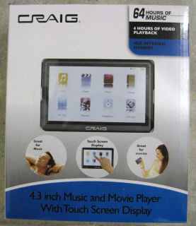 New Craig 4GB 4 3 Touch Screen Display MP3 Music Movie Player CMP64IF