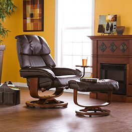Southern Enterprises Cafe Brown Leather Recliner Ottoman UP7673RC New