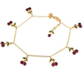 Joan Rivers Enamel Cherry Ankle Bracelet —