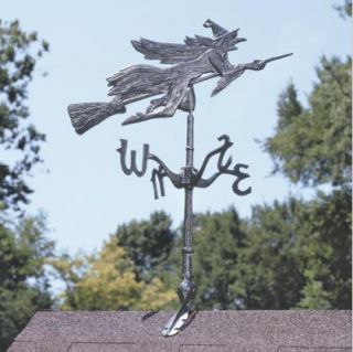 Broom Riding Wicked Witch Weathervane Metal Roof Mount