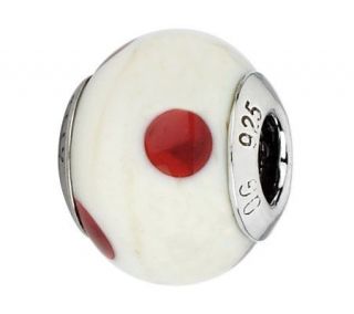 Prerogatives Cream with Red Dots Italian MuranoGlass Bead —