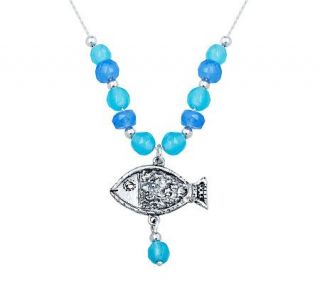 Or Paz Sterling Gemstone Bead Fish Necklace —
