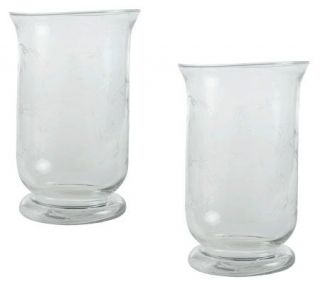 Set of 2 10 Etched Glass Hurricanes by Valerie —