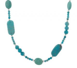 Sterling 40 Multi shape Turquoise Nugget Necklace —