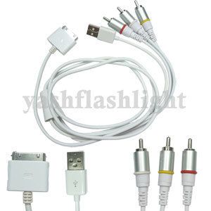 2pcs AV Cable USB Connect Television to Nano Classic Touch iPhone 3G
