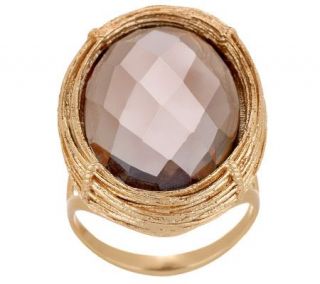 Veronese 18K Clad 11.50ct Faceted Smoky Quartz Oval Ring   J271874