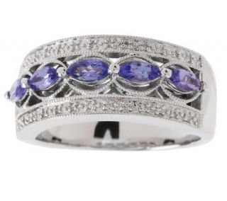 As Is Sterling .60 ct tw Tanzanite & Diamond Accent Band Ring 