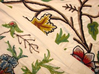 1y Nancy Corzine $240Y Hand Embroidered Tree of Life Floral Crewel