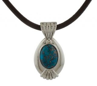 Smithsonian Sterling BisbeeTurquoise Enhancer with Leather Cord