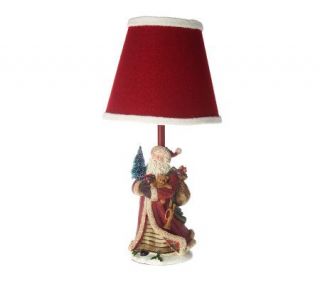 Vintage Santa Accent Lamp with Red Fabric Shade by Valerie —