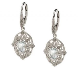00 ct tw Aquamarine &Diamond Accent Sterling Dangle Earrings