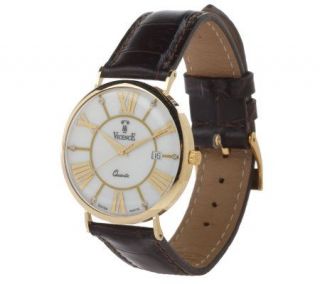 Vicence Mother of Pearl Round Dial Bold Watch 14K Gold   J260882