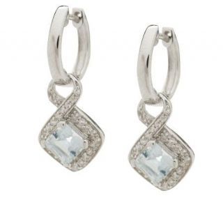 25 ct tw Aquamarine & White Zircon Sterling Dangle Earrings — 