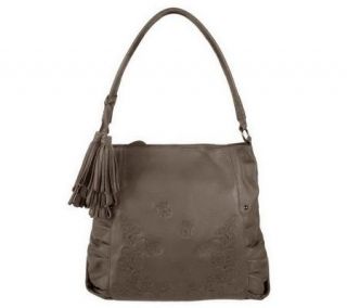 Fiore by Isabella Fiore Carla Leather Hobo with Embroidery —