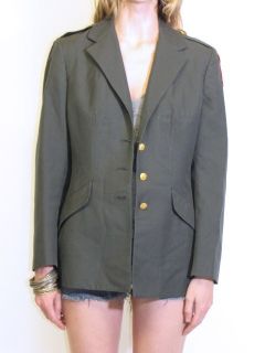 Vtg Military Army Green Uniform Coat Jacket Blazer
