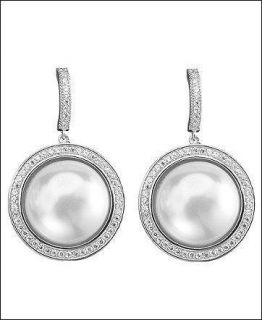 CRISLU Retail 163 Sterling Platinum Crystal Pearl SpOc Bridal EARRINGS