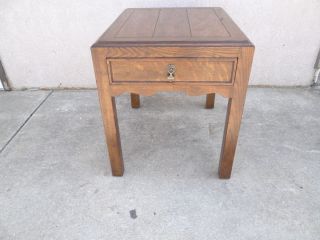 Henredon Campaign Country French Lamp End Table Night Stand Oak B