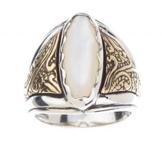 Carolyn Pollack Canyon Road Sterling/Brass Mother of Pearl Ring