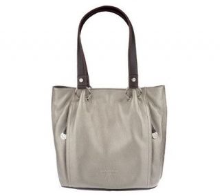 Isaac Mizrahi Live! Pebble Leather Tote Bag with Scarf —