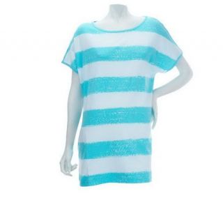Denim & Co. Short Sleeve Oversized Painter Stripe T shirt —