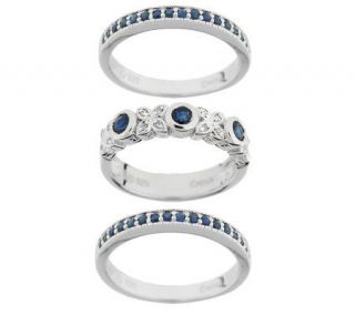 80 ct tw Sapphire & Diamond Accent Sterling Stack Rings —
