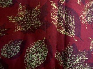 27 x 36 Cranston VIP Cotton Dark Red Firebrick Gold Leaves Fabric
