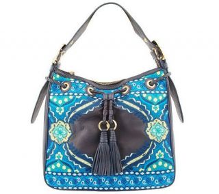 Fiore by Isabella Fiore Leather Folk Art Embroidery Hobo —