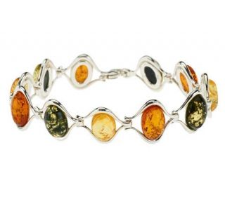 Artisan Crafted Sterling Multi  Color Baltic Amber Bracelet — 