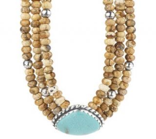American West Sterling Turquoise & Picture Jasper Necklace —