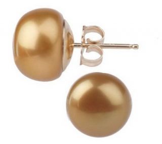 Honora Cultured FreshwaterPearl 10mm Button Stud Earrings 14K Gold