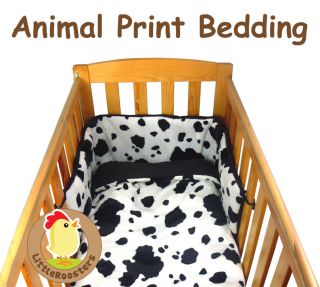 Faux Fur Animal Print Baby Cot Cot Bed Quilt and Bumper Bedding Set