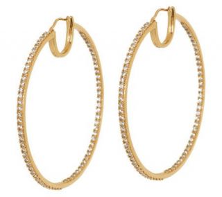 Diamonique 14K Gold Clad 2 Inside Out Hoop Earrings   J275789