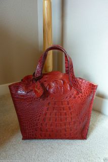 FURLA Cherry Red Croco Embossed Small Jucca Leather Tote Bag 278