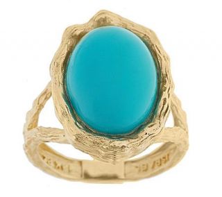 Adi Paz Oval Turquoise Cabochon Textured Ring 14K Gold —