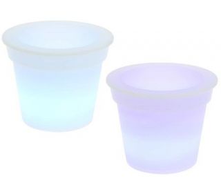 Set of Two Battery Op. LED Color Changing Flower Pots —