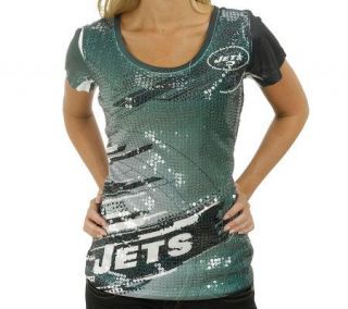 NFL Jets Womens Sublimated Sequin T Shirt —