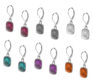 Set of 6 Faceted Crystal Lever Back Drop Earrings —