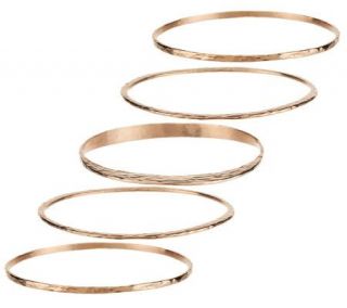 Bronzo Italia Set of 5 Sculpted Hammered Round Bangles —
