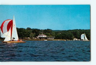 Vintage Postcards Big Cedar Lake Showing Yacht Club West Bend