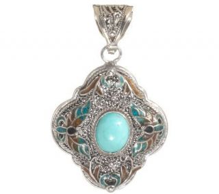 Artisan Crafted Sterling Limited Edition Cloisonne and Turquoise Enhan 