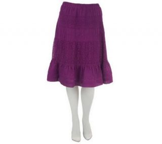 Isaac Mizrahi Live Pull On Skirt with Lace Detail   A224399