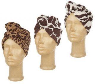 Set of 3 Animal Design Jacquard Turbie Twist Hair Towels —