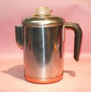  Cup Coffee Percolator Copper Clad Stainless 1801 Bakelite